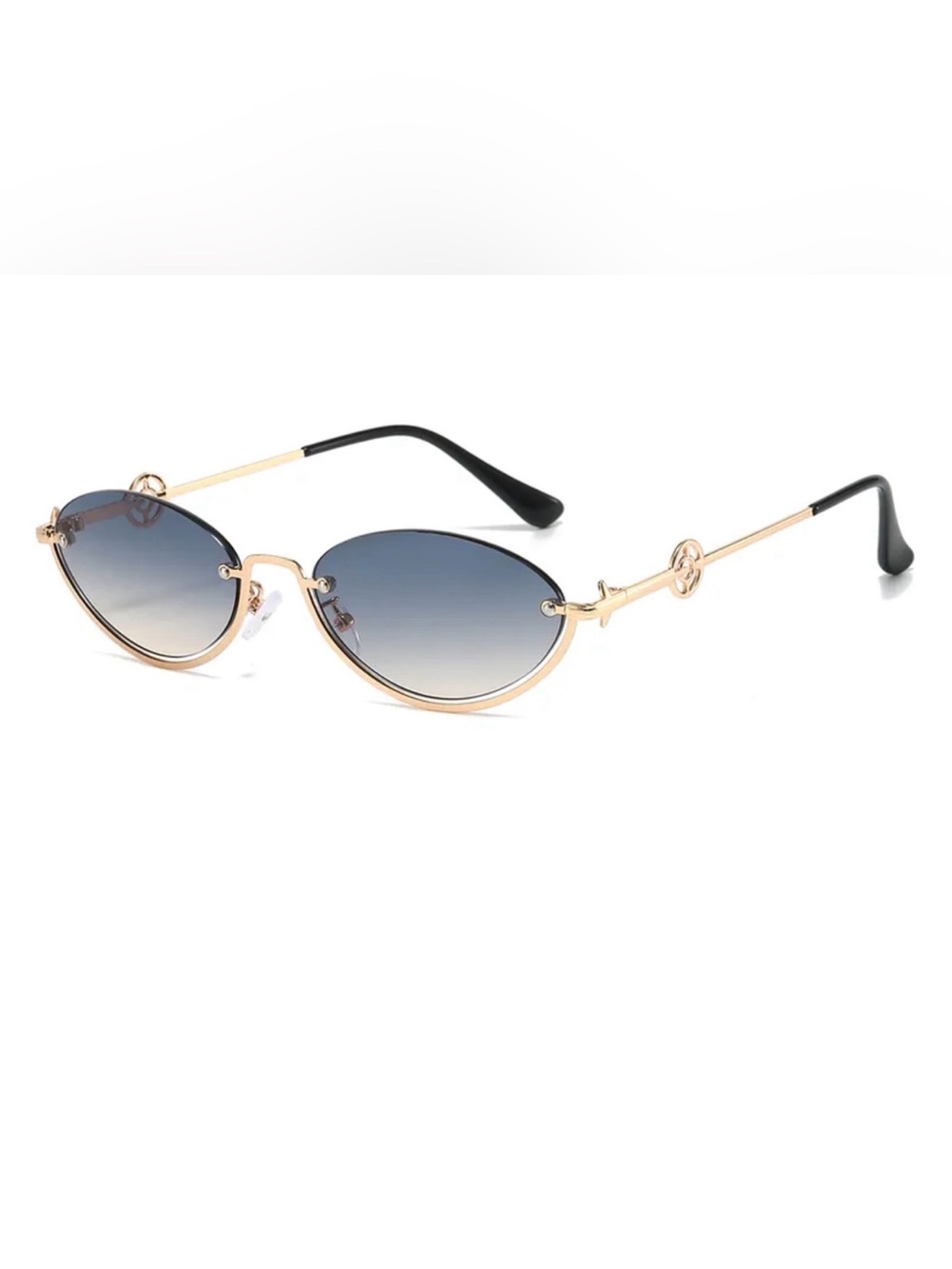 Gold Frame Blue Gradient Oval Women's Sunglasses